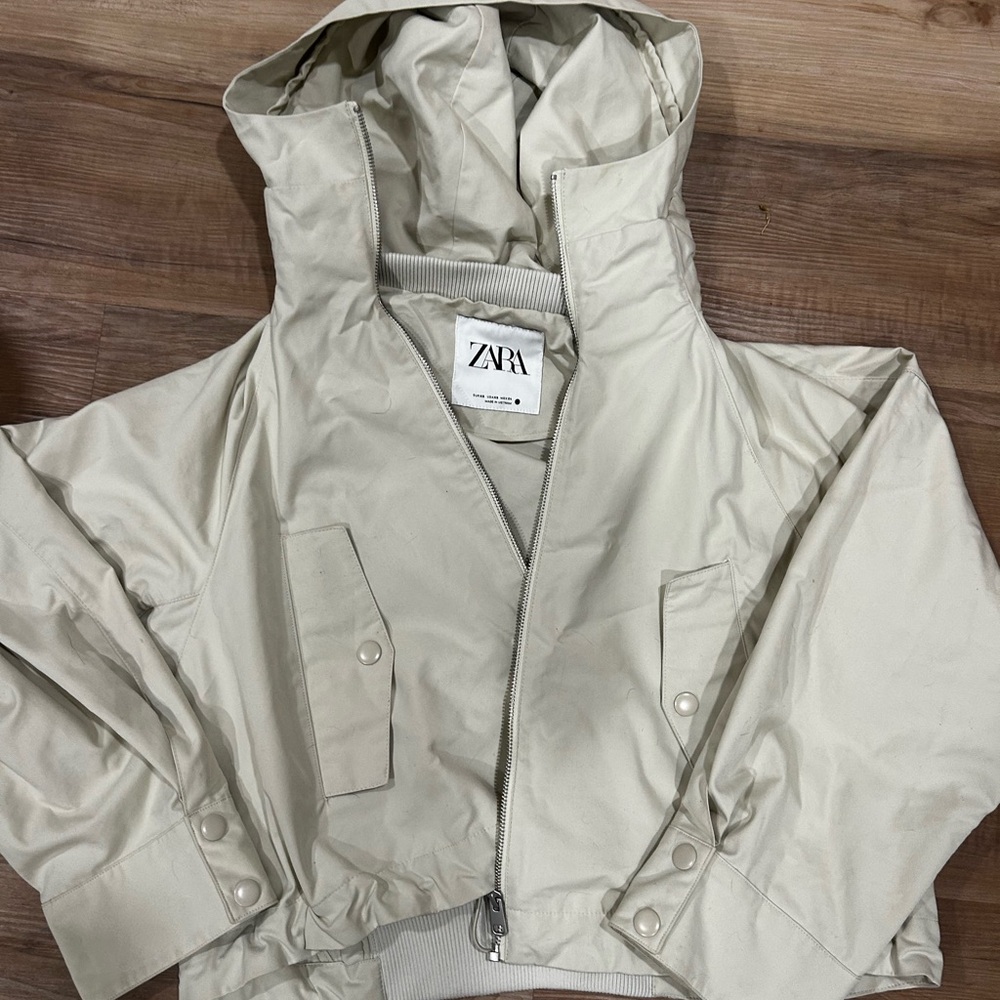 ZARA Cream Hooded Jacket